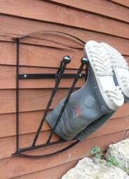 Wall Mounted Wellington Boot Holder Rack 2 Pair Wrought Iron Space Saving - thumbnail 1