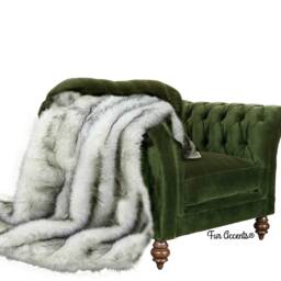 Plush Faux Fur Throw Blanket, Black Tip Arctic Wolf, Handmade Usa - thumbnail 2