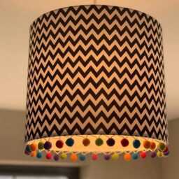 Monochrome Nursery Lampshade - Black & White Chevron Or Triangle Kids Room Lighting Pom Lamp Shade Modern Decor - thumbnail 1