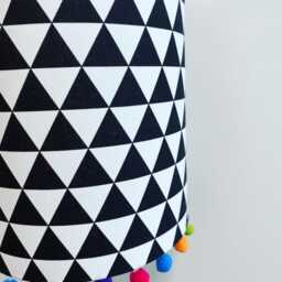 Monochrome Nursery Lampshade - Black & White Chevron Or Triangle Kids Room Lighting Pom Lamp Shade Modern Decor - thumbnail 3