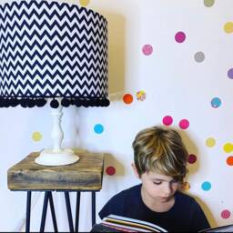 Monochrome Nursery Lampshade - Black & White Chevron Or Triangle Kids Room Lighting Pom Lamp Shade Modern Decor - thumbnail 2