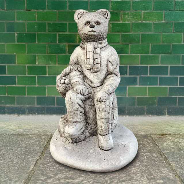 Concrete Teddy Bear Sculpture Outdoor Statue Cement Figurine Stone Animal Decoration Handmade Garden & Home Ornament Animal Gift - image 1