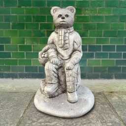 Concrete Teddy Bear Sculpture Outdoor Statue Cement Figurine Stone Animal Decoration Handmade Garden & Home Ornament Animal Gift - thumbnail 1