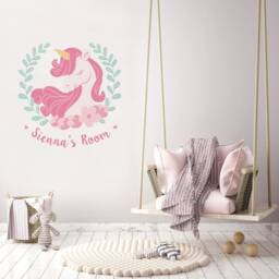 Personalised Unicorn Wreath Wall Sticker, Stickers, Themed Bedroom, Stickers For Walls, Decor - thumbnail 2