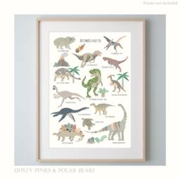 Dinosaur Print - Dinosaurs Bedroom Decor Poster Children's Prints Wall Art Liberty - thumbnail 1