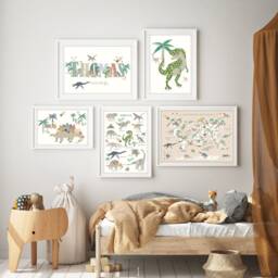 Dinosaur Print - Dinosaurs Bedroom Decor Poster Children's Prints Wall Art Liberty - thumbnail 2