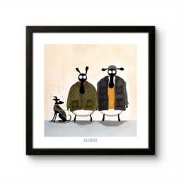 Quirky Sheep Print, Baarbour Animal Art - 10x10 - thumbnail 1