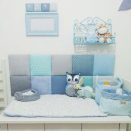 Nursery Hanging Headboard, Kids Soft Fabric Wall Panels, Colorful Tiles, Montessori Cushion For Baby Toddler Child, Headboard - thumbnail 2
