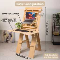Adjustable Wooden Standing Desk Artist Drafting Table, Home Office Furniture - thumbnail 3