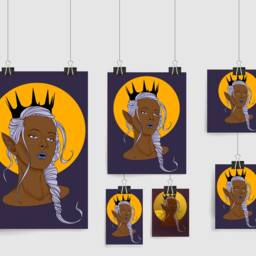 Adria Lajla - Cardstock Print - Poc, Woc, Queen, Crown, Original Art, Wall Art - thumbnail 2
