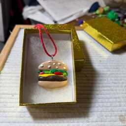 Handmade Clay Christmas Ornament - Cheeseburger // Holiday Decor - thumbnail 2