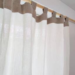 Semi Sheer Curtain Panel, Color Block Linen With Tab Top, Extra Long Curtain, Window Custom - 1 Panel - thumbnail 2