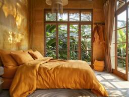 Marigold Soft Medium Weight Linen Bedding Set Duvet Cover 2 Pillowcases Rustic Stonewashed Comforter Zipper King Queen - thumbnail 1