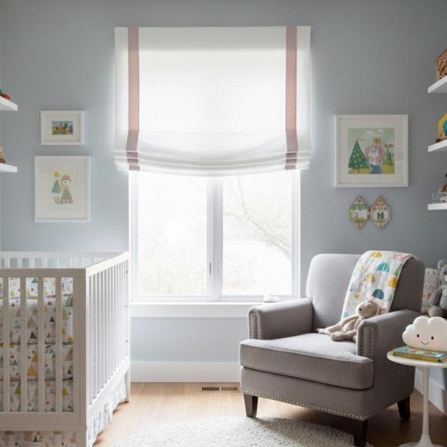 White 100% Natural Linen Relaxed Roman Shade With Blush Decorative Trims, Cl1010 - image 1