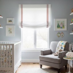 White 100% Natural Linen Relaxed Roman Shade With Blush Decorative Trims, Cl1010 - thumbnail 1