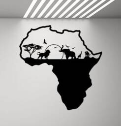 Africa Wall Decal Safari Decor Wild Animals Lion Elephant Art Palm Tree Vinyl Sticker Nature Nursery Poster Print S966 - thumbnail 1