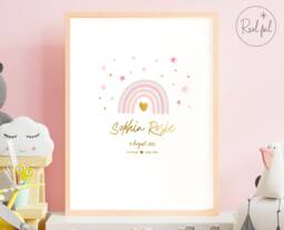 Personalised New Baby Gift, Welcome To The World Print, Born, Girl Card, Nursery Boy Keepsake, Real Metallic Foil - thumbnail 1