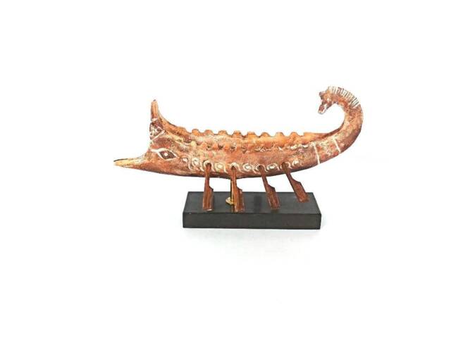 Greek Clay Artwork , Terracotta Bireme 600 Bc , Warship Toy - image 1