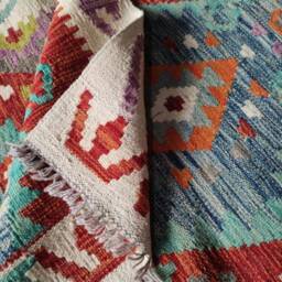 Kilim Runner Multicolour, Handmade Artisan Afghan Turkish Aztec Natural Wool Rug 297x79 cm - thumbnail 4