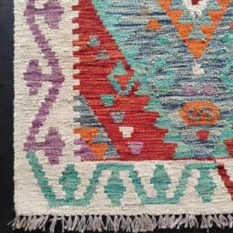 Kilim Runner Multicolour, Handmade Artisan Afghan Turkish Aztec Natural Wool Rug 297x79 cm - thumbnail 2