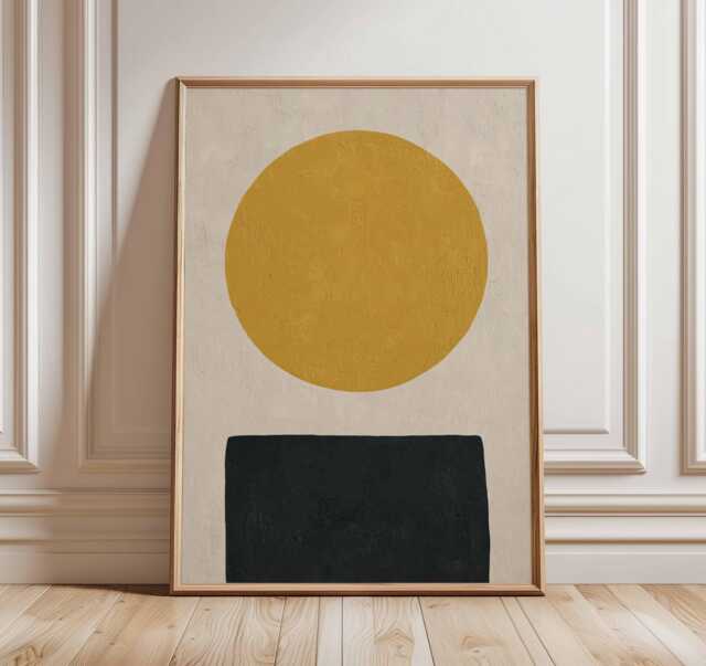 Minimalist Geometric Wall Art, Abstract Shape Poster, Modern Scandinavian Print, Mid Century Style Artwork, Contemporary Home Decor - image 1
