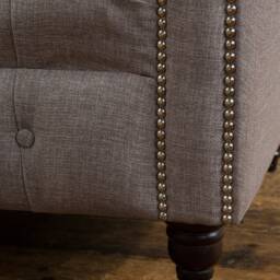 Handmade Warm Grey Linen 3 Seater Chesterfield Sofa - thumbnail 3