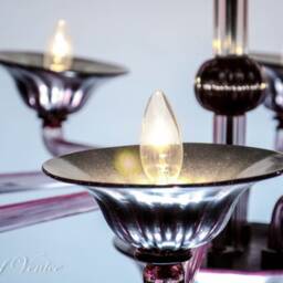 Murano Glass Chandelier With 8 Lights & Mirror Finished Accents, Violet Amethyst Chandelier, Purple Silver Pendant Light - thumbnail 3
