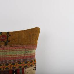 Vintage Turkish Kilim Pillow Cover Handwoven Wool Cushion - 16x16 - thumbnail 3