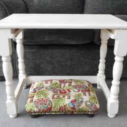 Elephant Fabric Footstool Small Upholstered Ottoman With Studs & Button, 5 - thumbnail 2