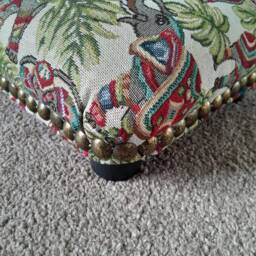 Elephant Fabric Footstool Small Upholstered Ottoman With Studs & Button, 5 - thumbnail 4
