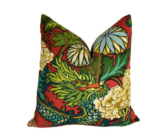 Schumacher - Chiang Mai Dragon Lacquer Art Deco Chinoiserie Designer Cushion Cover Handmade Throw Pillow Luxury Home Decor - image 1