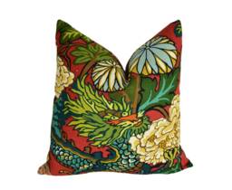 Schumacher - Chiang Mai Dragon Lacquer Art Deco Chinoiserie Designer Cushion Cover Handmade Throw Pillow Luxury Home Decor - thumbnail 1