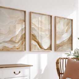 Set Of 3 Neutral Abstract Prints, Minimalist Wall Art, Beige Poster Set, Home Decor, Bedroom Living Room Art - thumbnail 2