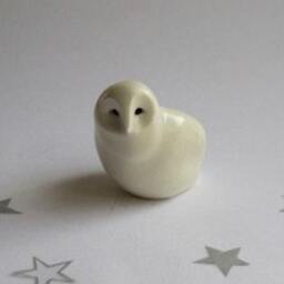Snow Owl, Barn Owl, White Procelain Ceramics, Handcrafted By Creationm - thumbnail 1