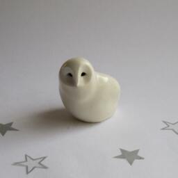 Snow Owl, Barn Owl, White Procelain Ceramics, Handcrafted By Creationm - thumbnail 2