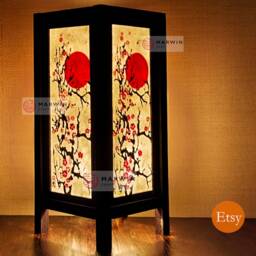 Asian Oriental Cherry Blossom Sakura Japanese Lamp Zen Bedside Table Desk Paper Decor Light Shade Bedroom Dorm - thumbnail 3