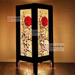 Asian Oriental Cherry Blossom Sakura Japanese Lamp Zen Bedside Table Desk Paper Decor Light Shade Bedroom Dorm - thumbnail 2