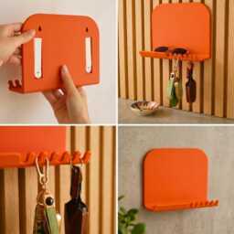 Tavo Wall Shelf & Key Holder, Minimalist Entryway Organiser, Modern Floating Sunglasses Rack - thumbnail 2