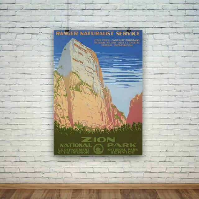 Zion Print Vintage Americn National Park Travel Poster - image 1