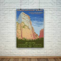 Zion Print Vintage Americn National Park Travel Poster - thumbnail 1