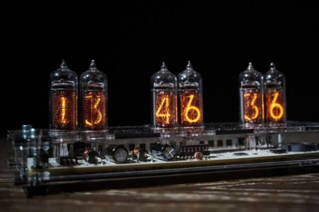 Clock On Vacuum Tubes Indicators In-14 Tubes With 6 , Handmade Steampunk Style - image 1
