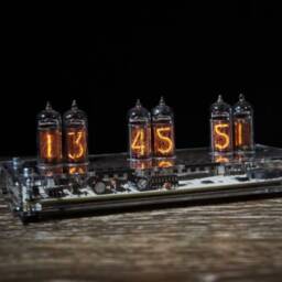 Clock On Vacuum Tubes Indicators In-14 Tubes With 6 , Handmade Steampunk Style - thumbnail 3