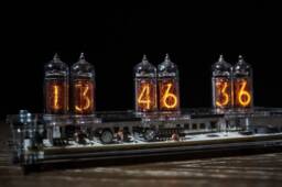 Clock On Vacuum Tubes Indicators In-14 Tubes With 6 , Handmade Steampunk Style - thumbnail 1
