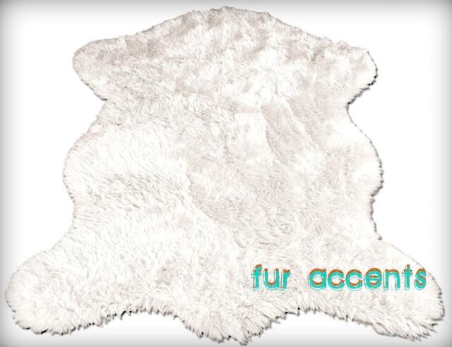 Faux Fur Shaggy Pelt Rug - Polar Bear Toss Rug, Log Cabin Art - image 1