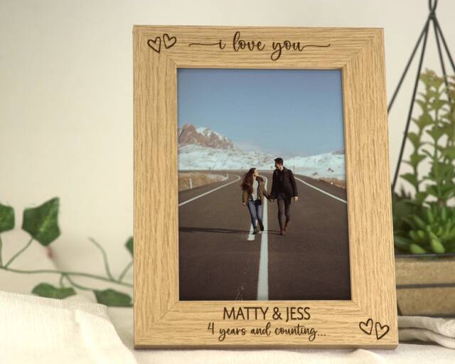 Couple Anniversary Photo Frame - Gift For Couple, Partner, Husband, Wife Engraved Personalised For 7x5 Or 6x4 Picture - image 1