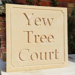 Engraved Stone House Sign, Custom Address Plaque - 440x440x50mm - thumbnail 3