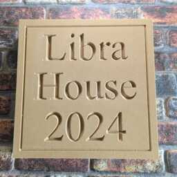 Engraved Stone House Sign, Custom Address Plaque - 440x440x50mm - thumbnail 2