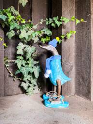 Wooden Running Duck With Flip Flops & Hat in Antique Turquoise 28 cm - thumbnail 1