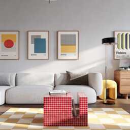Red Tile Table. Bedside End Night Regiment. Home Decor - thumbnail 2