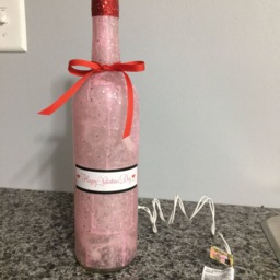 Pink Happy Valentines Day Wine Bottle Lamp, Gift - thumbnail 3